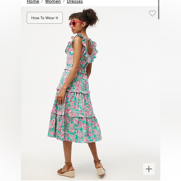 J. Crew Factory Floral Green and Pink Dress - Picture 3 of 5